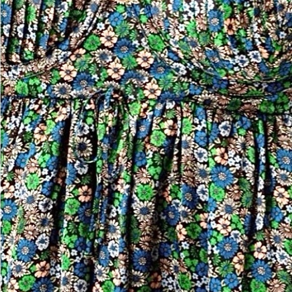 For Love & Lemons Alisa Mini Dress Puff Sleeve Sweetheart Blue Green Size Small - Picture 5 of 9